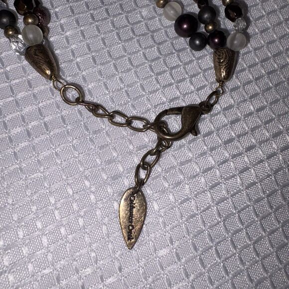 Coldwater Creek Layered Square Pendant Necklace Beaded Paisley Boho Chic EUC - Picture 5 of 6